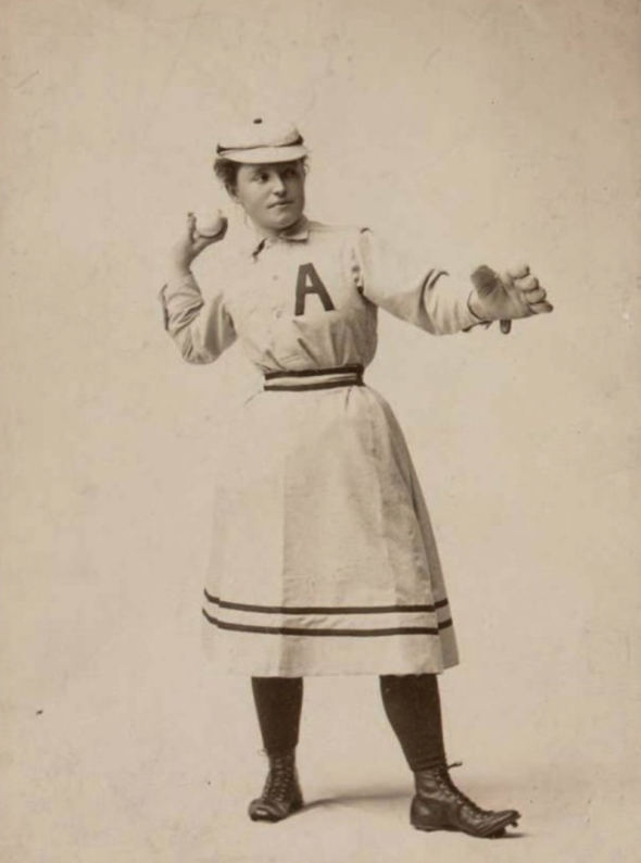 Lizzie (Stroud) Arlington becomes the first woman to play in organized baseball as she pitches for Reading in the Eastern League