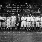 As part of Cleveland's 125th anniversary celebration, Cy Young, 54, makes a two-inning appearance