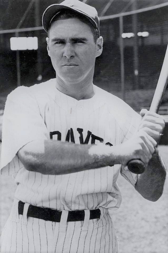 Tommy Holmes hits in his 34th consecutive game to pass Rogers Hornsby’s modern National League record of 33 in 1922