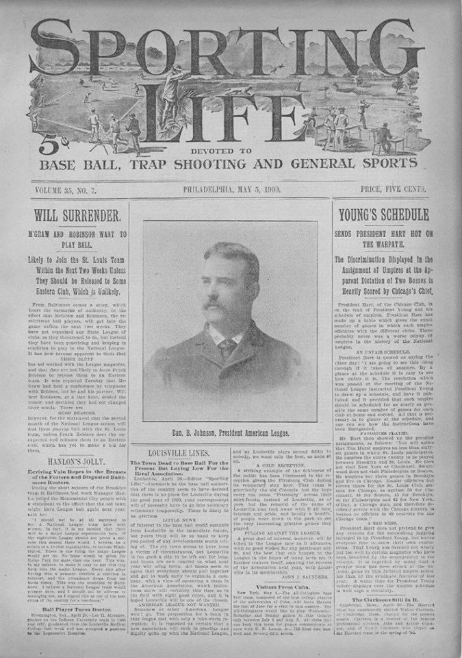 Sporting Life, the U.S.'s oldest baseball publication, begins its 21st year. It will close during World War I.