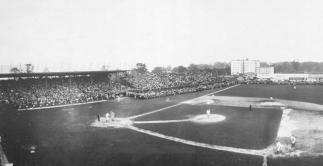 In the season opener before 25,000 at New York’s Hilltop Park, the Boston Red Sox sport laced collars, the last major league team to wear a collar