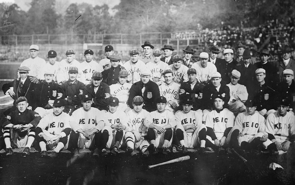 1Exhibition teams made up of members of the Chicago White Sox and New York Giants play at Keio University Stadium in Tokyo, Japan