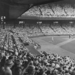 In Cleveland, 56,659 watch the Indians split with Boston. Cleveland wins the opener, 4 - 1, for their 8th win in a row, then Boston wins the nitecap, 2 - 0, on two Jim Tabor home runs. In the first game, Ted Williams and Doc Cramer collide chasing a fly ball. Williams is knocked unconscious and the ball goes for an inside-the-park home run.