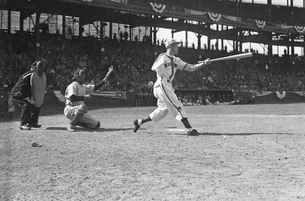 Pete Gray, a one-armed outfielder, plays his major league debut game with the St. Louis Browns at Sportsman's Park. Gray hits a single off Les Mueller in four at-bats, and handles no chances in the outfield. St. Louis beats the Detroit Tigers, 7 - 1, for their ninth straight Opening Day win, setting a major league record that the 1975-1983 New York Mets will tie. Gray, one of many players recruited to perform during World War II, will hit .218 (51 for 254) in his only major league season.