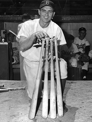 Gil Hodges of the Brooklyn Dodgers ties a major league record by piling up 17 total bases in a game