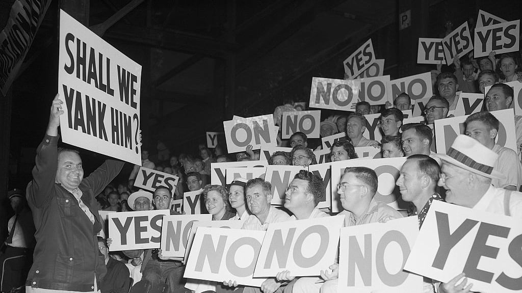 In another of Bill Veeck’s legendary public relations stunts “Fans Managers’ Night,”