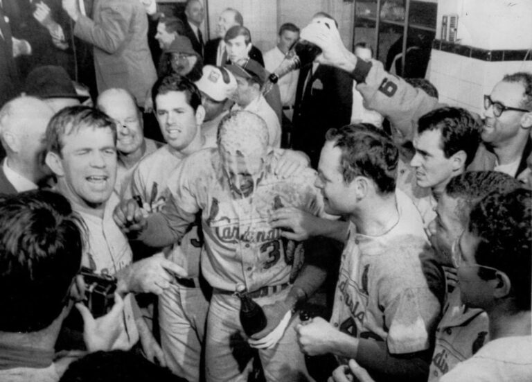 Bob Gibson pitches St. Louis to a 5 – 1 win and its 2nd pennant of the decade.