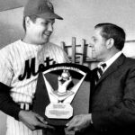 Tom Seaver, who won 25 games to help lead the Mets to one of the most unlikely World Championships in major league history, is voted the National League Cy Young Award winner.