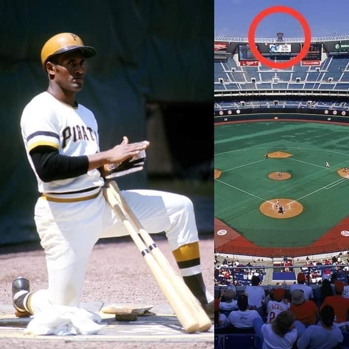 Roberto Clemente is thus the first of only six players in the 33-year history of Veterans Stadium to reach the centerfield upper deck