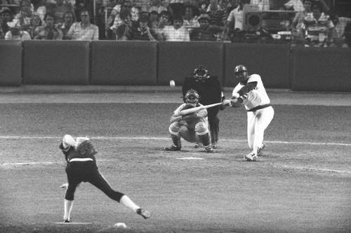 Boston's George Scott connects for a homer off the Pirates' Goose Gossage in the 1977 All-Star Game