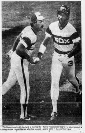 Harold Baines hits three consecutive home runs, including a grand slam, to lead the White Sox over the Tigers, 7 – 0.