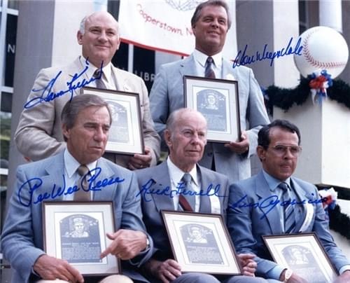 Former Dodgers Don Drysdale and Pee Wee Reese, along with Twins slugger Harmon Killebrew, American League hurler Rick Ferrell, and perennial All-Star shortstop Luis Aparicio, are inducted into the Hall of Fame.