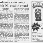 Vince Coleman is as the NL Rookie of the Year