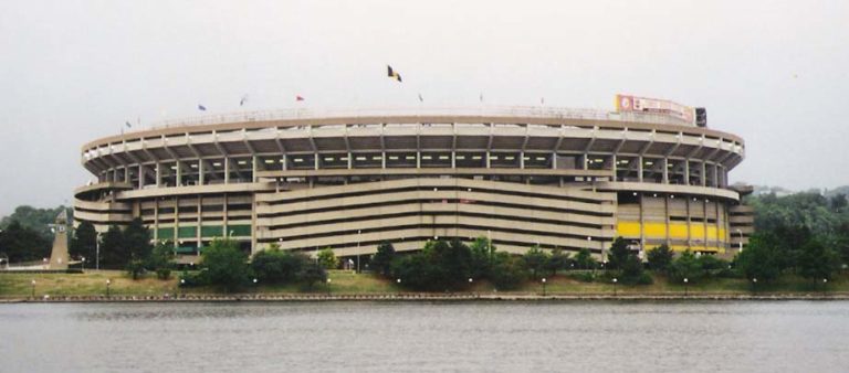 Three Rivers Stadium, 30-year-old home of the Pittsburgh Pirates, is imploded