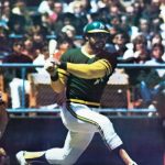 Oakland A’s designated hitter Reggie Jackson hits his 563rd and final career home run