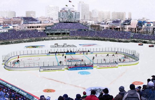 Hockey At Wrigley Field Chicago Black Hawks vs Detroit Red Wings