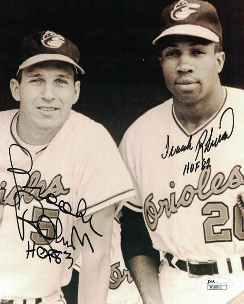 Autographed Frank Brooks Photo - & Robinson Baltimore Orioles 8x10 HOF 19880 PF - JSA Certified