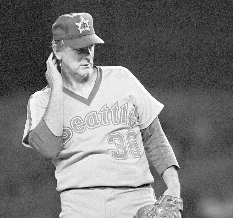 Gaylord Perry of the Seattle Mariners reaches the 100-strikeout mark for the 18th season in his career