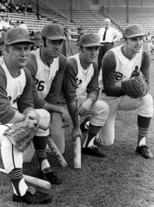 Indians players Bob Miller, Ted Uhlaender, Graig Nettles, and Dean Chance in 1970.