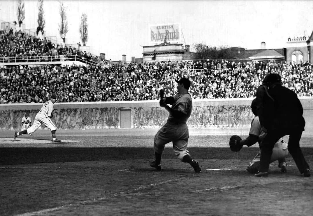 October 6, 1938 World Series..Wrigley Field in Chicago.. Game Two..Yankees vs Cubs.. Cubs pitcher Dizzy Dean faces Yankee Centerfielder Joe DiMaggio.. Yanks would win 6-3.. The last batter Dean faced for the afternoon was DiMaggio, who hit a 2-run shot in the top of the 9th, to provide the insurance needed