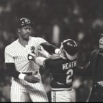 Dave Winfield grabs Oakland A's catcher Mike Heath by the throat at Yankee Stadium