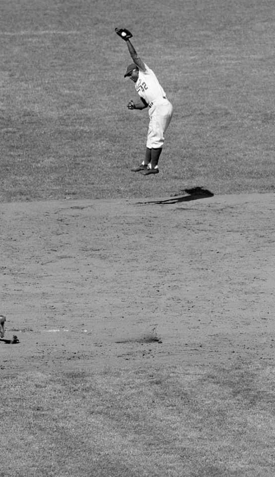 Jackie Robinson plays his only game at shortstop