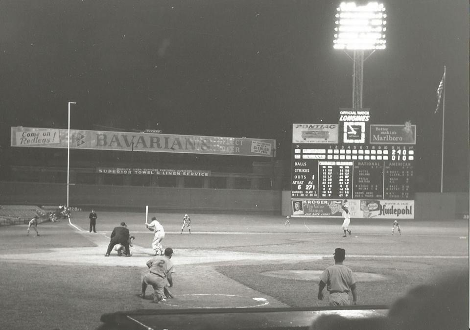 Stan Musial at bat at Crosley Field