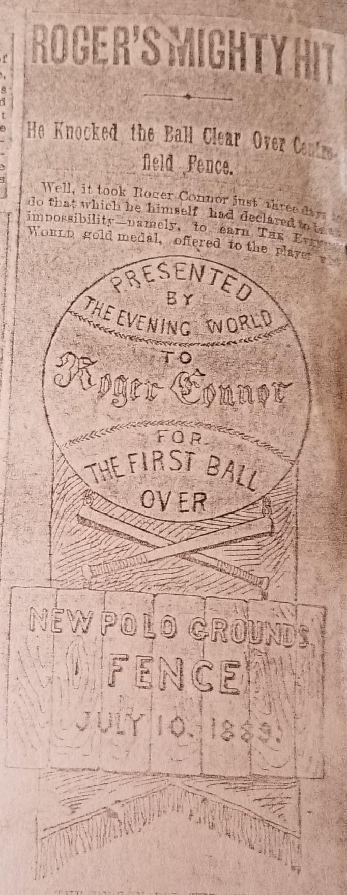 Hall of Famer Roger Connor became the first man to hit a ball over the fence at the new Polo Grounds