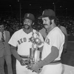 Luis Tiant and Juan Marchial receive the Roberto Clemente Award