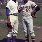 Ernie Banks and Roberto Clemente at Wrigley Field, 1960s.