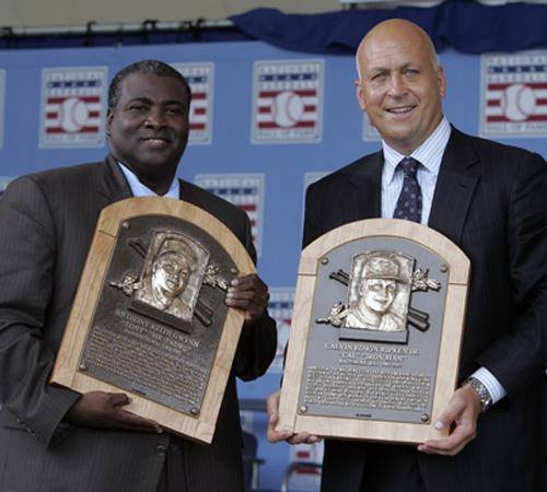 Tony Gwynn and Cal Ripken Jr. are inducted into the Hall of Fame.