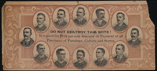 local retailers distributed discount coupons that blended the design of paper money with images of popular baseball teams to help advertise their establishments.