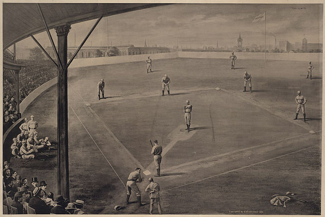 South End Grounds between the Boston Nationals and the New York Giants