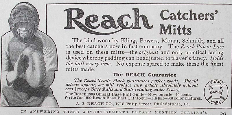 1909 Reach Catcher’s Mitt advertisement