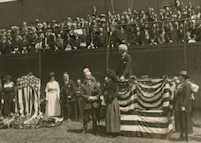 During an impressive Memorial Day ceremony at the Polo Grounds, Eddie Grant Memorial, erected in memory of a former Giants player killed in World War I