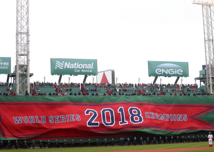 Toronto Blue Jays v Boston Red Sox 2018 championship banner