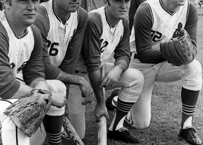 Indians players Bob Miller, Ted Uhlaender, Graig Nettles, and Dean Chance in 1970.
