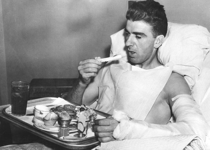 Carl Hubbell has an arm operation for bone chips in his elbow and is finished for the season.