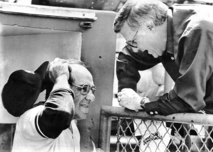 George Steinbrenner gives manager Yogi Berra