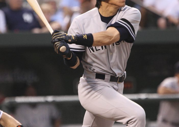 New York Yankees Hideki Matsui batting against the Baltimore Orioles during a baseball game Thursday, June 28, 2007 in Baltimore.