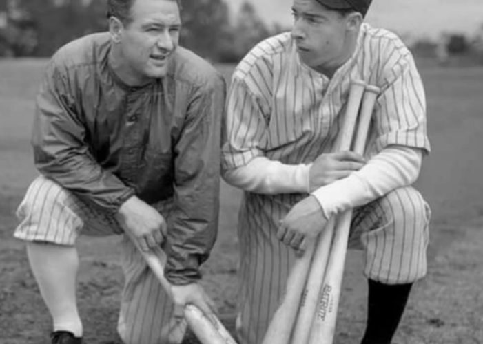 March 7, 1936 - Lou Gehrig and Joe DiMaggio during spring training in St. Petersburg, FL.