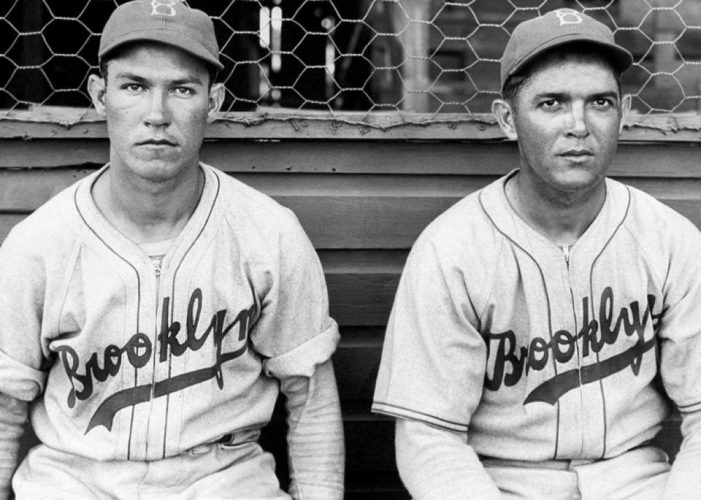 Pete Reiser and Carl Doyle. Spring training in Clearwater, Florida, 1940.
