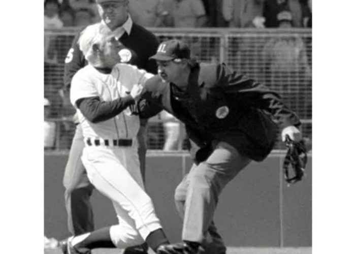 Sparky Anderson is thrown out of the game in the 9th inning