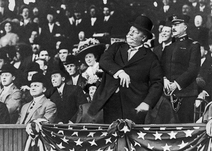 William Howard Taft becomes the first U.S. President to throw out a ceremonial first ball on Opening Day