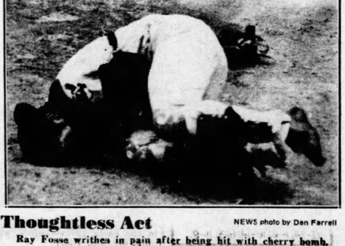 ray fosse hit with a cherry bomb